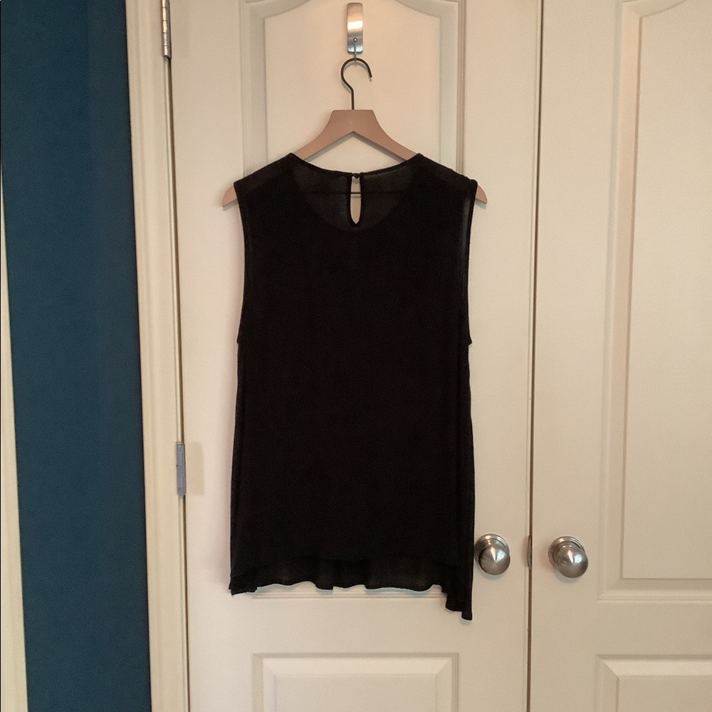 Sundance Crochet Yoke Black Sleeveless Top XLarge - Picture 2 of 3